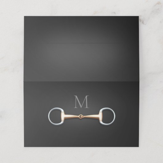 Eggbutt Snaffle Bit Mit Monogramm Euqestrian Platzkarte (Außenseite Aufgefaltet)