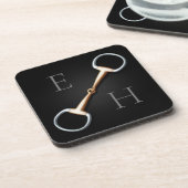 Eggbutt Snaffle Bit Mit Monogramm Reittier Getränkeuntersetzer (Linke Seite)