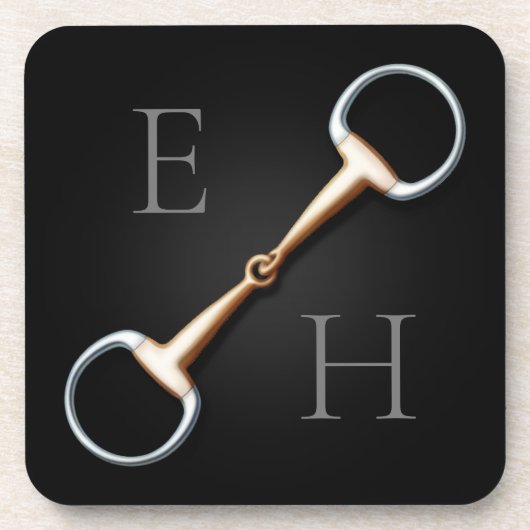 Eggbutt Snaffle Bit Mit Monogramm Reittier Getränkeuntersetzer (Vorderseite)