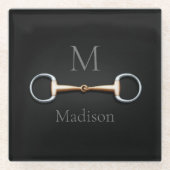 Eggbutt Snaffle Bit Mit Monogramm Reittier Glasuntersetzer (Vorderseite)