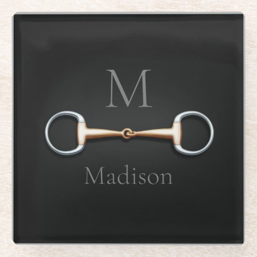 Eggbutt Snaffle Bit Mit Monogramm Reittier Glasuntersetzer (Vorderseite)