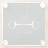Eggbutt Snaffle Bit Mit Monogramm Reittier Glasuntersetzer (Rückseite)