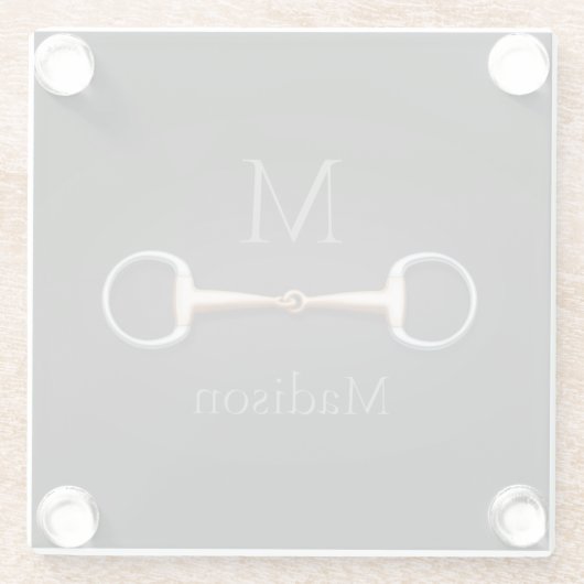 Eggbutt Snaffle Bit Mit Monogramm Reittier Glasuntersetzer (Rückseite)