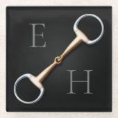 Eggbutt Snaffle Bit Mit Monogramm Reittier Glasuntersetzer (Vorderseite)