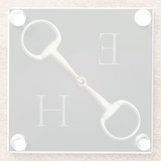 Eggbutt Snaffle Bit Mit Monogramm Reittier Glasuntersetzer (Rückseite)