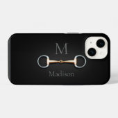 Eggbutt Snaffle Bit Mit Monogramm Reittier iPhone Hülle (Rückseite (Horizontal))