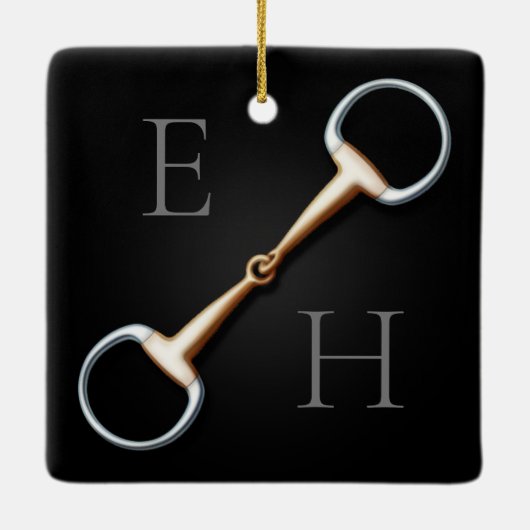Eggbutt Snaffle Bit Mit Monogramm Reittier Keramikornament (Rückseite)