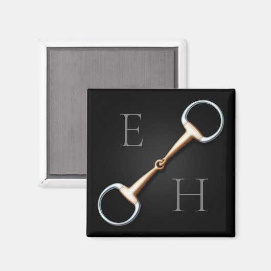Eggbutt Snaffle Bit Mit Monogramm Reittier Magnet (Vorderseite/Rückseite)