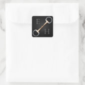 Eggbutt Snaffle Bit Mit Monogramm Reittier Quadratischer Aufkleber (Tasche)