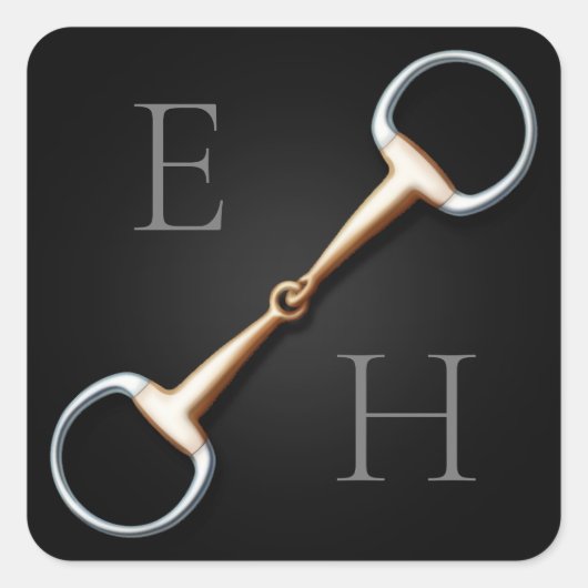 Eggbutt Snaffle Bit Mit Monogramm Reittier Quadratischer Aufkleber (Vorderseite)