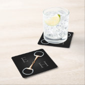 Eggbutt Snaffle Bit Mit Monogramm Reittier Rechteckiger Pappuntersetzer (Vor Ort)