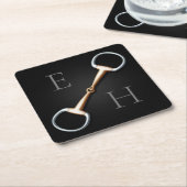 Eggbutt Snaffle Bit Mit Monogramm Reittier Rechteckiger Pappuntersetzer (angewinkelt)