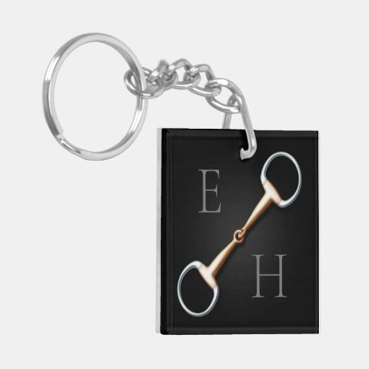 Eggbutt Snaffle Bit Mit Monogramm Reittier Schlüsselanhänger (Vorderseite links)