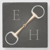 Eggbutt Snaffle Bit Mit Monogramm Reittier Steinuntersetzer (Vorderseite)