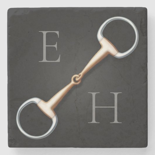 Eggbutt Snaffle Bit Mit Monogramm Reittier Steinuntersetzer (Vorderseite)