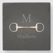 Eggbutt Snaffle Bit Mit Monogramm Reittier Steinuntersetzer (Vorderseite)