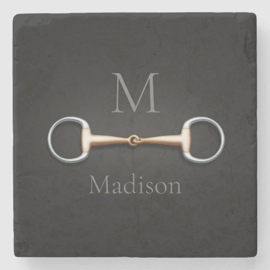 Eggbutt Snaffle Bit Mit Monogramm Reittier Steinuntersetzer (Vorderseite)