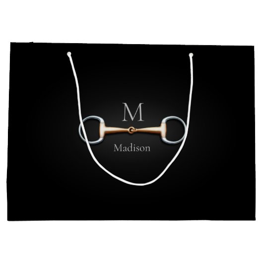 Eggbutt Snaffle-Bit-Name und Monogramm Große Geschenktüte (Rückseite)