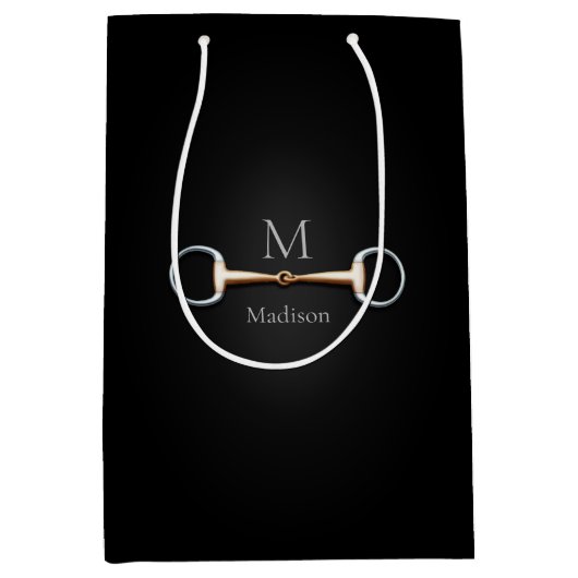 Eggbutt Snaffle-Bit-Name und Monogramm Mittlere Geschenktüte (Vorderseite)