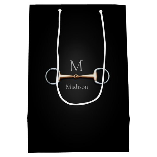 Eggbutt Snaffle-Bit-Name und Monogramm Mittlere Geschenktüte (Rückseite)