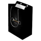 Eggbutt Snaffle-Bit-Name und Monogramm Mittlere Geschenktüte (Rückseite Schrägansicht)