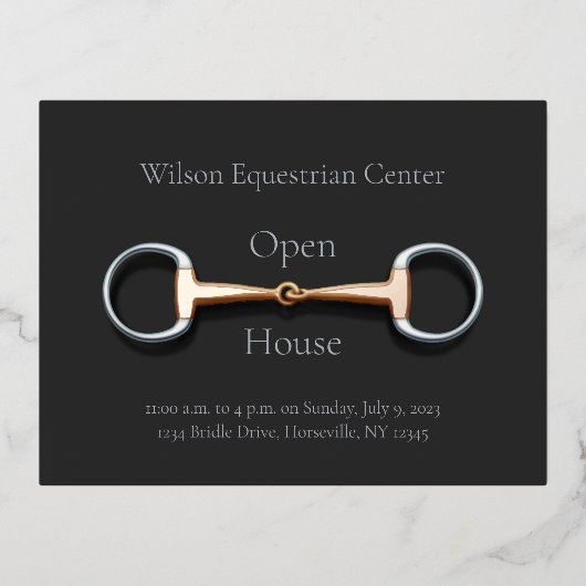 Eggbutt Snaffle Bit Reitbetrieb Folie Einladungspostkarte (Vorderseite)