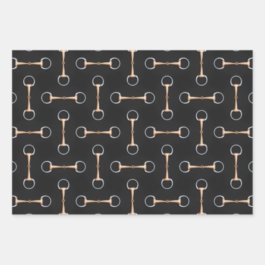 Eggbutt Snaffle Bits Equestrian Geschenkpapier Set (Vorderseite 3)