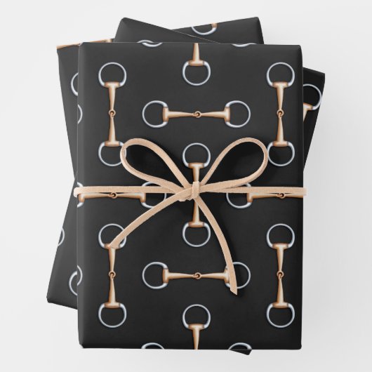 Eggbutt Snaffle Bits Equestrian Geschenkpapier Set (Beispiel)