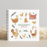Eggcelent Ideas Funny Chickens Notizblock<br><div class="desc">Dieses Design zeichnet sich durch die ansprechendsten Strumpfhühner, Federn und Eier aus, die vorne und hinten gemustert sind. Es ist ein helles und gemütliches Design mit Platz auf der Vorderseite für die Personalisierung mit einem Namen und Buch, oder verlass, wie es ist! Im Text steht: "Eggcelent Ideas", ein lustiger Pub...</div>