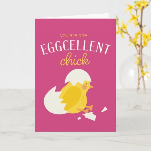 Eggcellent Chick - Valentine's Day Card Karte (Gelbe Blume)