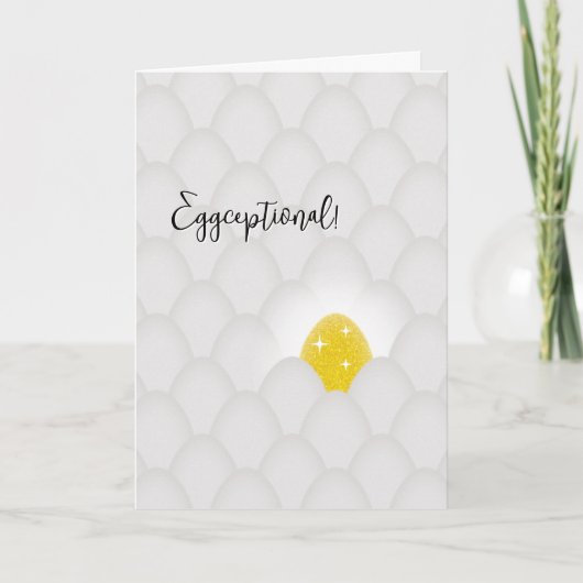 Eggceptional! Gelbes Glitter-Ei Gratulation Karte (Vorderseite)