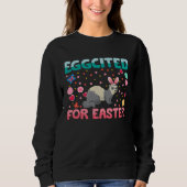 Eggcited For Easter Bunny Ferret Rabbit Kids Sweatshirt (Vorderseite)