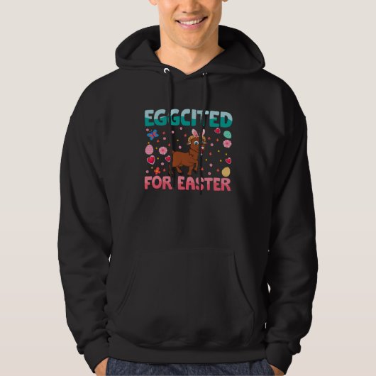 Eggcited For Easter Bunny Goat Rabbit  Kids Hoodie (Vorderseite)