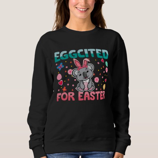 Eggcited For Easter Bunny Koala Rabbit Kids Sweatshirt (Vorderseite)