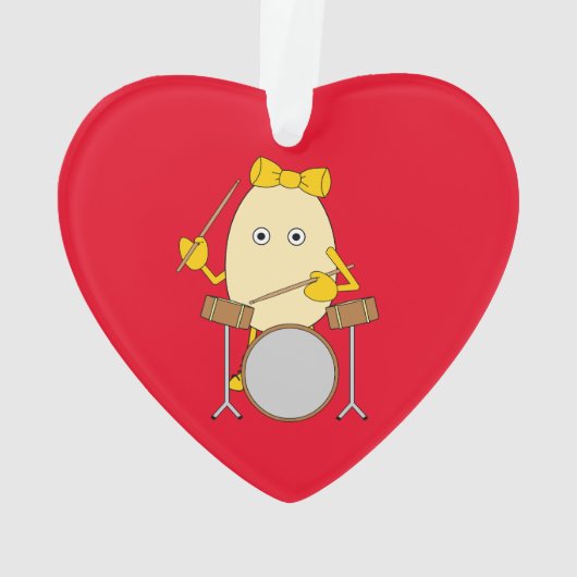 Egghead Drummer Girl Ornament (Rückseite)