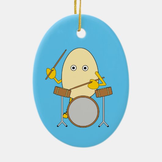 Egghead Drummer Keramik Ornament (Hinten)