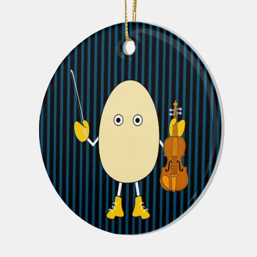 Egghead Violinist Keramik Ornament (Links)