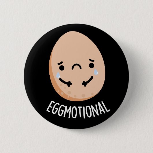 Eggmotional Funny Emotional Egs Pun Dark BG Button (Vorderseite)