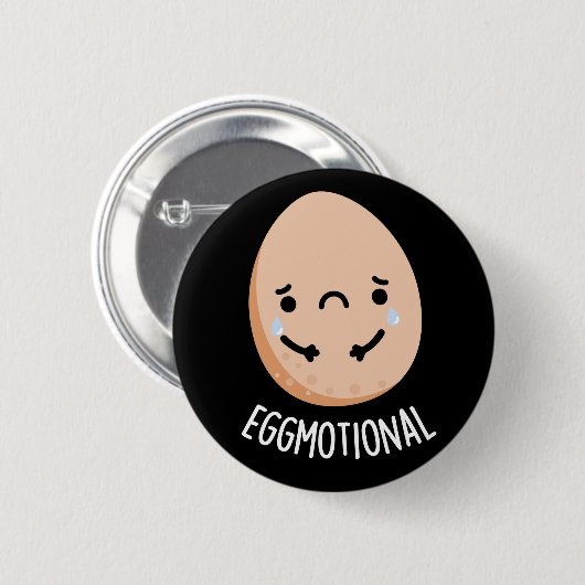 Eggmotional Funny Emotional Egs Pun Dark BG Button (Vorne & Hinten)