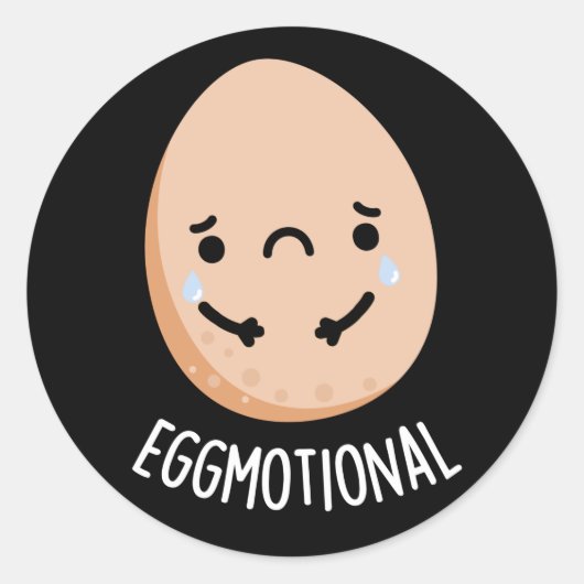 Eggmotional Funny Emotional Egs Pun Dark BG Runder Aufkleber (Vorderseite)