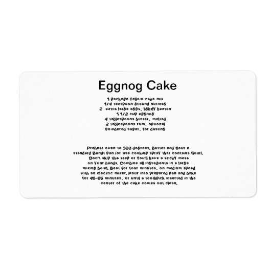 Eggnog Cake-Rezepte (Vorne)