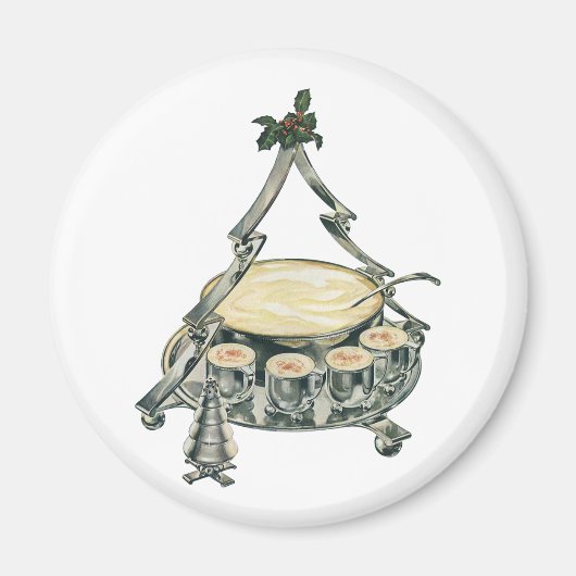 Eggnog in einer Weihnachtsbaum-Punch Bowl Magnet (Vorne)