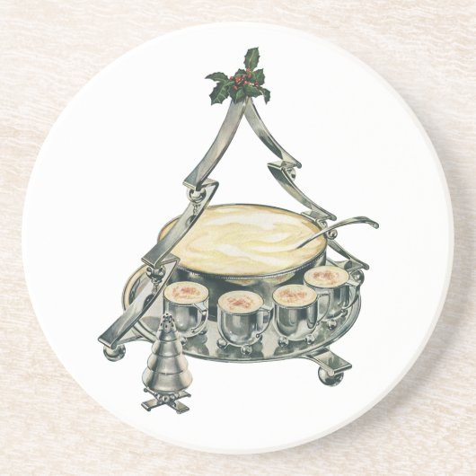 Eggnog in einer Weihnachtsbaum-Punch Bowl Untersetzer (Vorne)