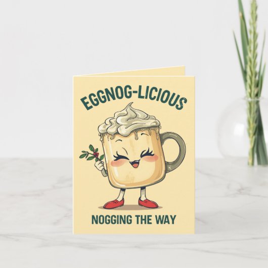 Eggnog-licious – Funny Christmas Eggnog Pun  Karte (Vorderseite)