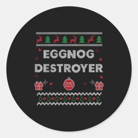 Eggnog Lover Funny Ugly Christmas Style Xmas Gift Runder Aufkleber (Vorderseite)
