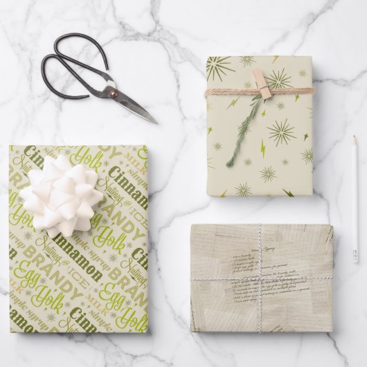 Eggnog Recipe Collection - Avocado Geschenkpapier Set (Vorderseite)