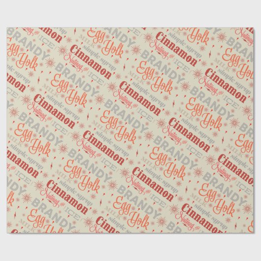 Eggnog Typografie Geschenkpapier (Flach)