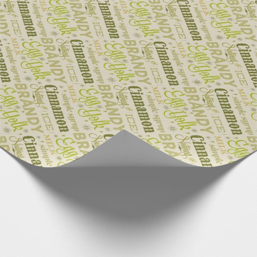 Eggnog Typografie Geschenkpapier (Ecke)