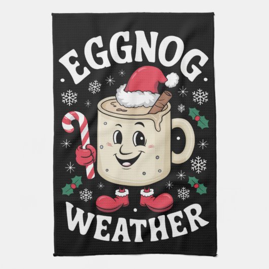 Eggnog Weather Christmas Retro Geschirrtuch (Vertikal)