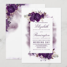 Eggpflanze Lila Blumen Elegantes Wasserfarbenhochz
